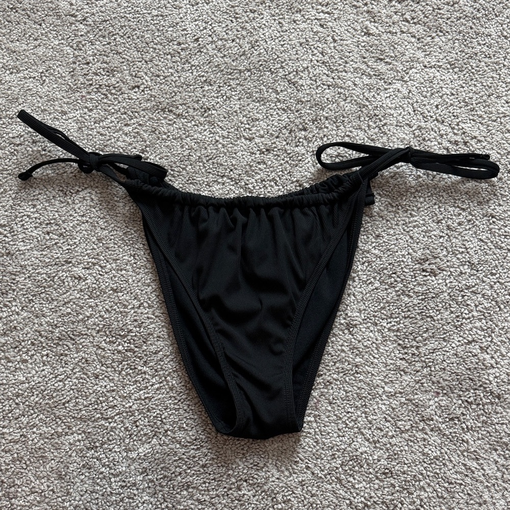 Black Tie-Side Bikini Bottom - Size Large